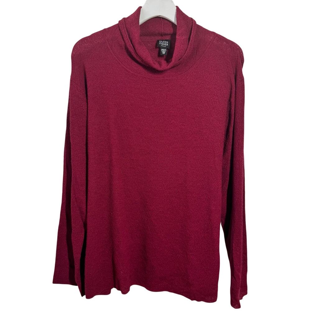 Eileen Fisher Light Weight Wool‎ Sweater Top Women 2X Plus Size Cranberry Red